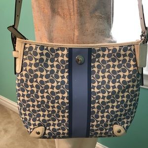 Coach Blue & White Vinyl & Leather crossbody